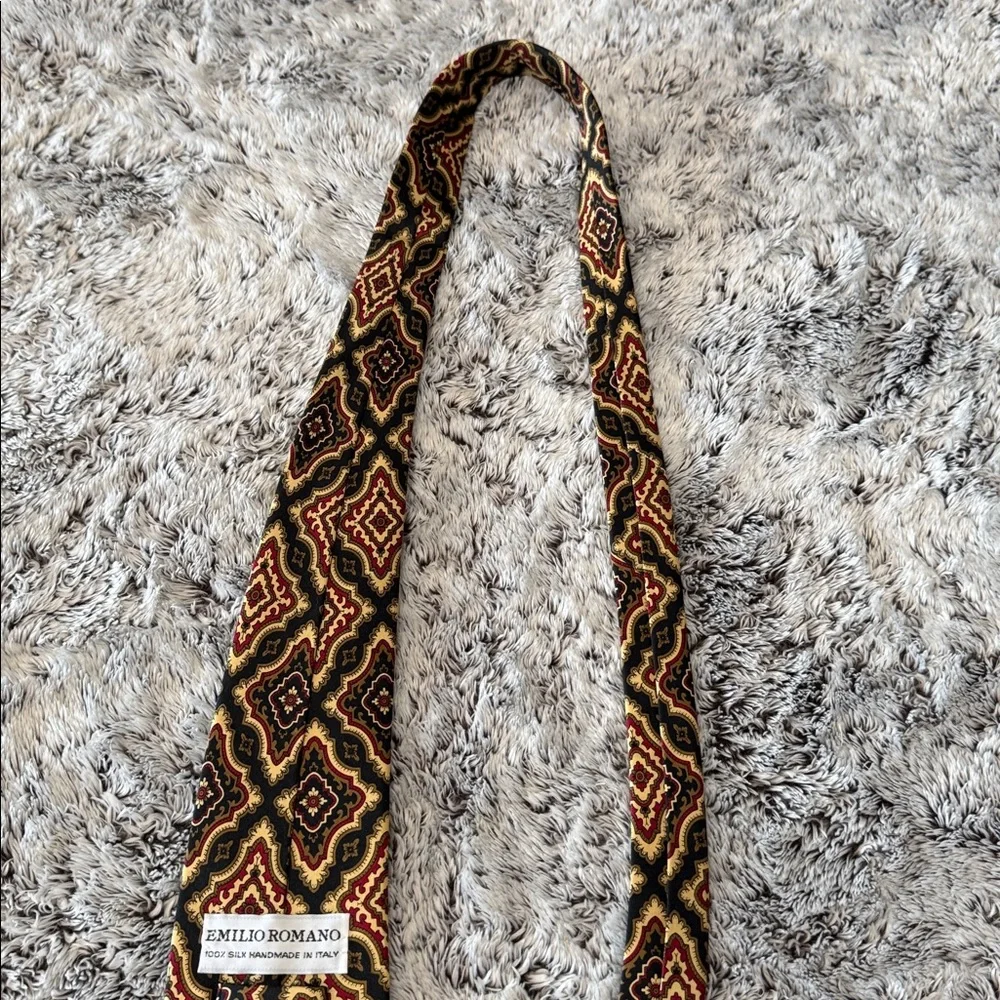 Emilio Romano Vintage 100% Silk Mens Neck Tie‎ Made in Italy Classic Colors
